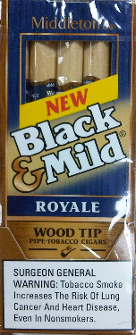 Black & Mild Royale Wood Tip cigars made in USA, 40 x 5 pack, 200 total. Free shipping!