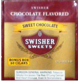 Swisher Sweets Cigarillos Chocolate made in USA, 2 x 60ct Box, 120 total