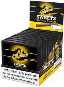Al Capone Sweets Cognac Cigarillos made in Honduras. 20 Tins x 10 pack. Free shipping!
