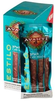 Avanti Estilo Cafe Mocha Cigars made in USA. 40 x 3 pack. Free shipping!