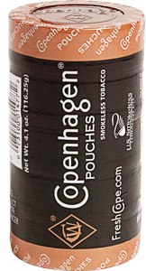 Copenhagen Pouches Chewing Tobacco made in USA, 5 x 5 can rolls, 580 g total. Ships free!
