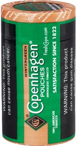 Copenhagen Wintergreen Pouches Chewing Tobacco, 5 x 5 can rolls, 580 g total. Ships free!