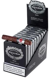 Excalibur Black Shorts Maduro cigarillos made in Honduras. 10 Tins x 5 cigarillos. Free shipping!