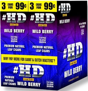 Good Times Foill Fresh HD Wild Berry cigarillos made in USA. 60 x 3 pack. 180 total. Free shipping!