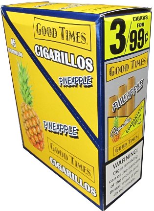 Good Times Foill Fresh Pineapple cigarillos made in USA. 60 x 3 pack. 180 total. Free shipping!