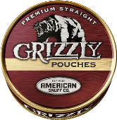 Grizzly Straight Pouches Chewing Tobacco made in USA, 5 x 5 can roll, 580 g total. Ships free!