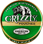 Grizzly Wintergreen Pouches Chewing Tobacco made in USA, 4 x 5 can roll, 464.00 g total. Ships free!