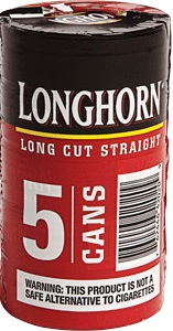 Longhorn Long Cut Straight Chewing Tobacco made in USA, 4 x 5 can rolls, 680 g total. Free shipping!
