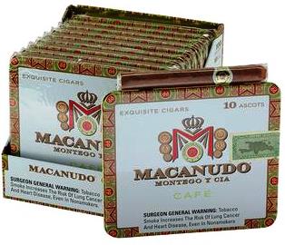 Macanudo Cafe Ascot Cigarillos made in Dominican Republic. 10 tins x 10 Cigars, 100 pack. Ships Free