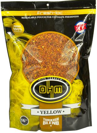 OHM Turkish Yellow Dual Use Pipe Tobacco made in USA. 4 x 16oz bags. Free shipping!