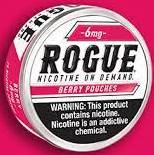 Rogue Berry 6mg Tobacco Free Nicotine Pouches made in USA. 4 x 5 can rolls. Free shipping.
