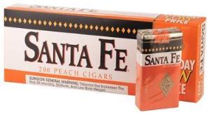 Santa Fe Little Filtered Peach Cigars made in USA. 4 x cartons of 10 packs of 20. Free shipping!