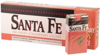 Santa Fe Little Filtered Strawberry Cigars made in USA. 4 x cartons of 10 packs of 20. Free shipping