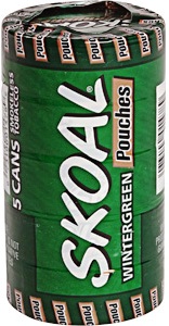 Skoal Wintergreen Pouches Chewing Tobacco made in USA. 5 x 5 can rolls, 580 g total. Ships free!