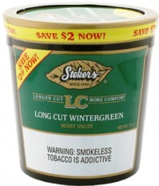 Stokers Long Cut Wintergreen Snuff Tobacco made in USA. 3 x 340 g tubes. 1020 g total. Free shipping