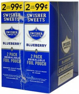 Swisher Sweets Foil Fresh Blueberry Cigarillos made in Dominican Republic. 90 x 2 pack. Ships Free!