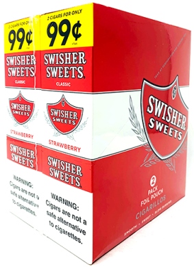 Swisher Sweets Foil Fresh Strawberry Cigarillos made in Dominican Republic. 90 x 2 pack.