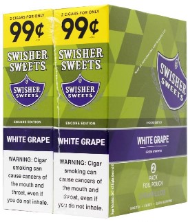 Swisher Sweets Foil Fresh White Grape Cigarillos made in Dom. Republic. 90 x 2 pack. Ships Free!