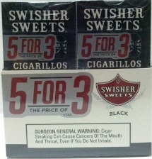 Swisher Sweets Cigarillos Black made in USA, 20 x 5 pack, 100 Total.