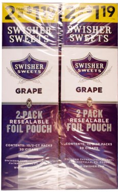 Swisher Sweets Foil Fresh Grape Cigarillos made in Dominican Republic. 90 x 2 pack. Free shipping!