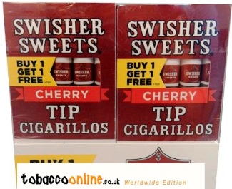 Swisher Sweets Tip Cherry Cigars made in USA, 40 x 5 pack, 200 total.