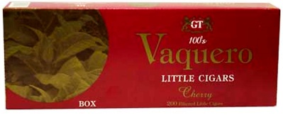 Vaquero Cherry 100s Little Cigars made in USA. 5 cartons plus 1 Free! 1200 cigars total.