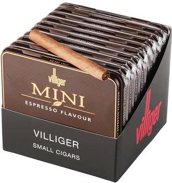 Villiger Mini Espresso cigars made in Switzerland, 10 tins x 10 Pack. 100 cigars total. Ships free!