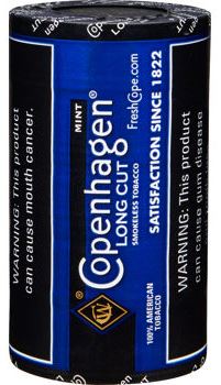 Copenhagen Long Cut Mint Chewing Tobacco made in USA, 4 x 5 can rolls, 680 g total. Ships free!