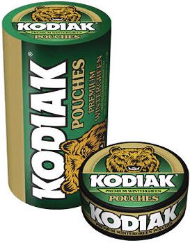 Kodiak Wintergreen Pouches Chewing Tobacco made in USA, 4 x 5 can rolls, 680 g total. Ships free!