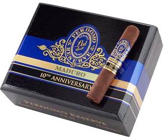 Perdomo Reserve 10th Year Anniversary Robusto cigars made in Nicaragua. Box of 25. Free shipping!