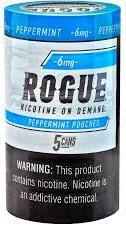 Rogue Peppermint 6mg Tobacco Free Nicotine Pouches made in USA. 4 x 5 can rolls. Free shipping.