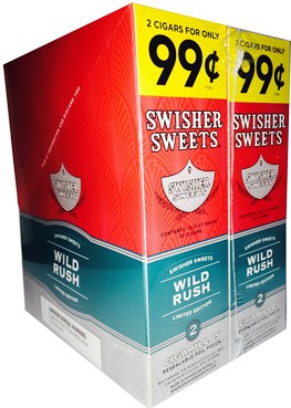 Swisher Sweets Foil Fresh Wild Rush Cigarillos made in Dominican Republic. 90 x 2 pack.
