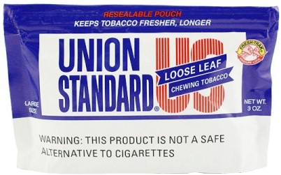 Union Standard Chewing Tobacco made in USA. 10 x 85 g pouches, 850 g total. Free shipping!