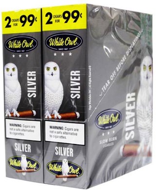 White Owl Silver Cigarillos made in USA. Foil Fresh, 90 x 2 pack. 180 total. Free shipping!