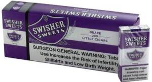 Swisher Sweets Grape Little Filtered cigars made in Dom. Republic. 4 cartons of 200. Ships Free!