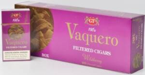 Vaquero Wildberry 100s Little Cigars made in USA. 5 cartons plus 1 Free! 1200 cigars total.