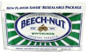 Beech-Nut Wintergreen Chewing Tobacco made in USA, 12 x 85 g pouches, 1020.0 g total. Free shipping!