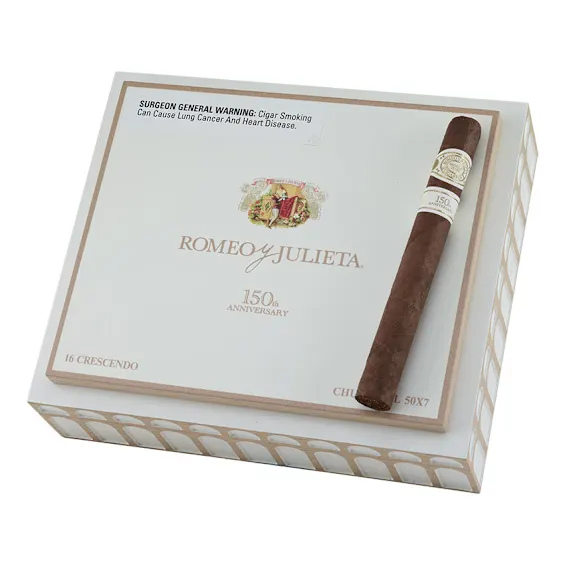 Romeo y Julieta 150th Anniversary Crescendo cigars made in Dominican Republic. Box of 16. Free shipping!